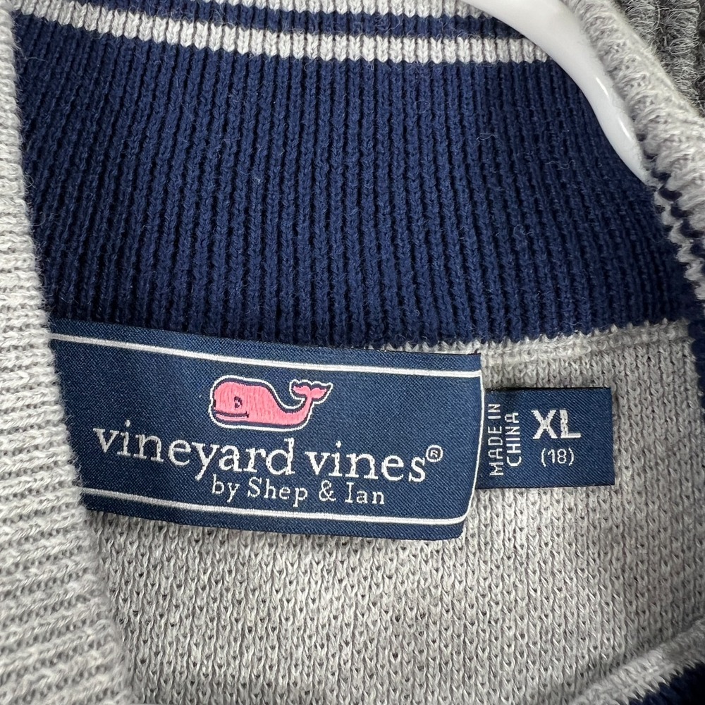 Vineyard Vines Pullover Youth XL Extra Large Gray Long Sleeve 1/4 Zip Mock Neck - Picture 2 of 13